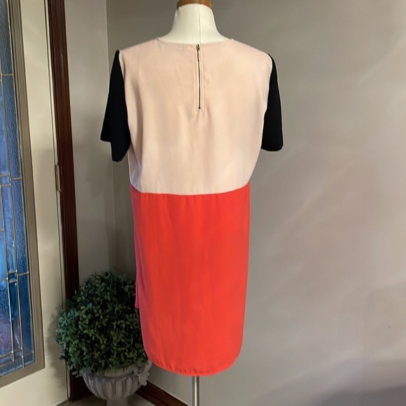 ZARA color block mini tunic dress / zipped short sleeve chic anytime dress sz L - Picture 5 of 10